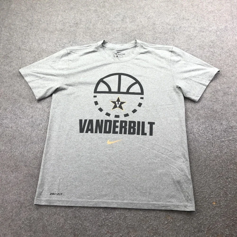 Vanderbilt Commodores Shirt Mens Medium Gray NCAA Basketball Nike Dri Fit